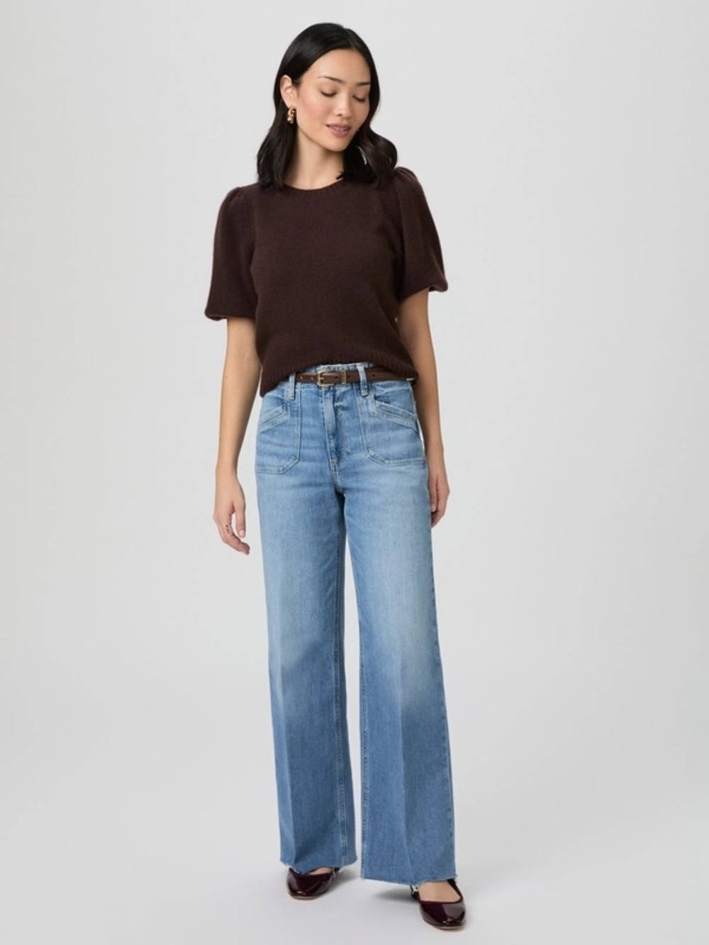 Paige Anessa Viva Utility Raw Hem Wide Leg Jeans Size 28 Altered READ